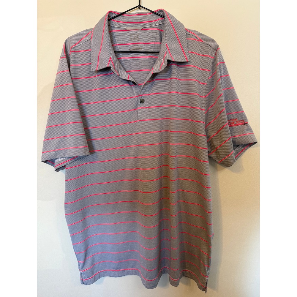 Cutter & Buck Polo Shirt Mens XL Gray Pink Excellent Striped Golf ArrowCreek